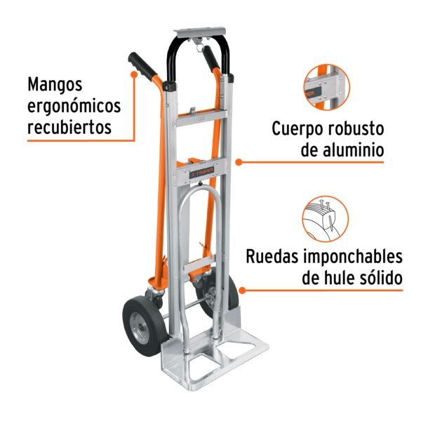CARRETA DE CARGA 350KG, 3 EN 1, ALUMINIO ROBUSTO 16188 - TRUPER - Imagen 2