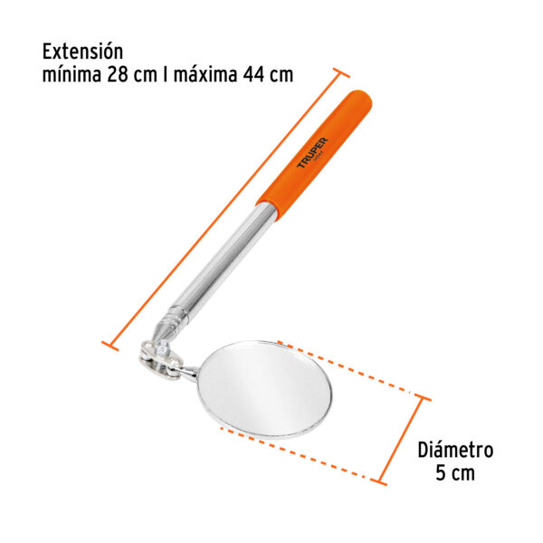 ESPEJO TELESCOPICO, CABEZA ARTICULADA, 195MM-360MM 14544 - TRUPER - Imagen 3