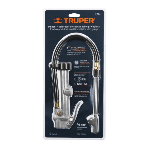 INFLADOR CALIBRADOR DE DOBLE CABEZAL 120PSI 19028 - TRUPER - Imagen 3