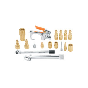 JUEGO DE 17 ACCESORIOS NEUMÁTICOS P/ LIMPIAR, INFLAR Y CALIBRAR 1/4 NPT, 19022 - TRUPER