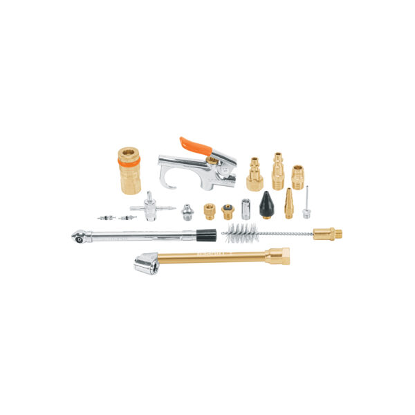 JUEGO DE 18 ACCESORIOS NEUMÁTICOS P/ LIMPIAR, INFLAR Y CALIBRAR 1/4 NPT, 19079 - TRUPER