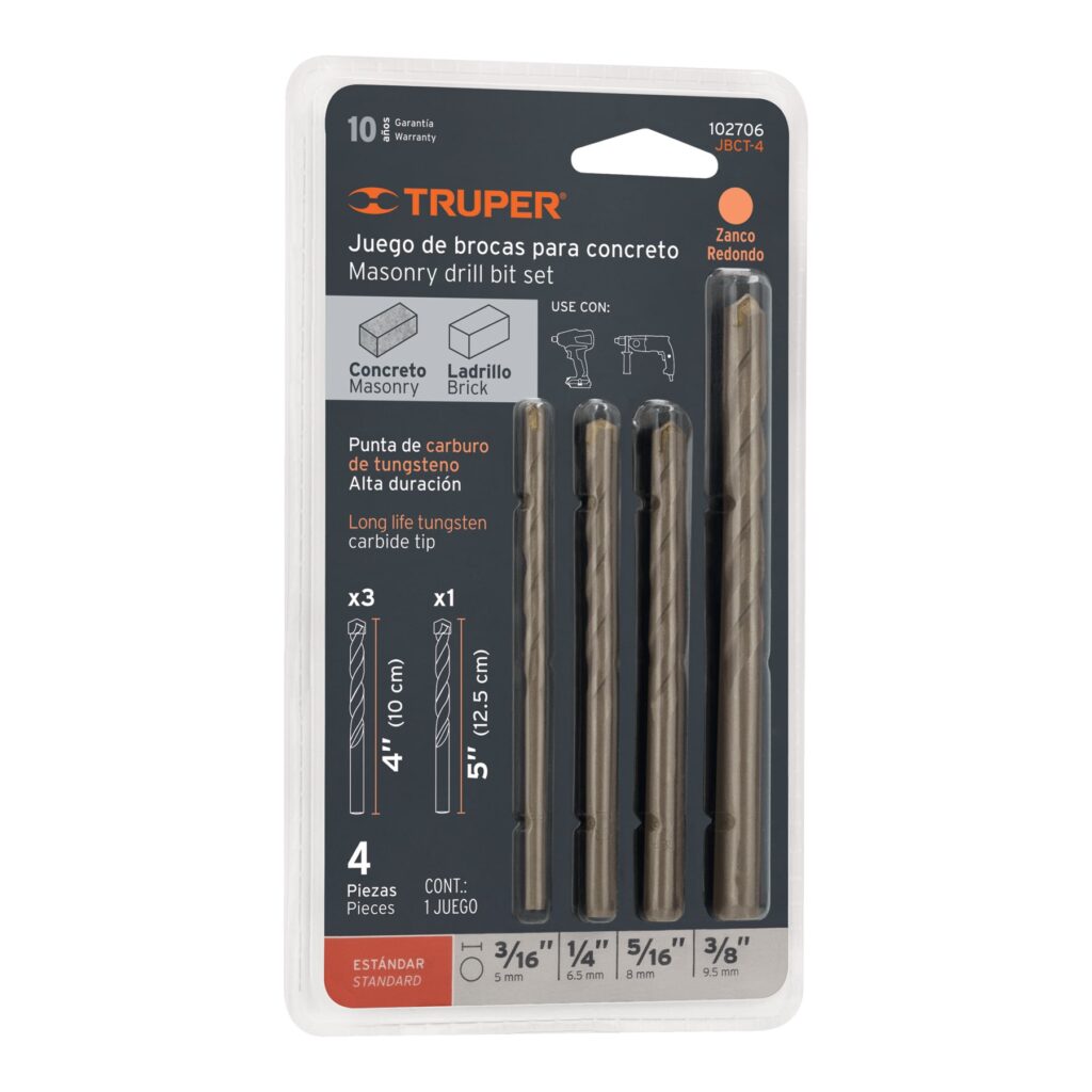 JUEGO DE BROCAS PARA CONCRETO 4 PZS 102706- TRUPER