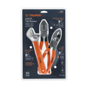 JUEGO DE ALICATES Y LLAVE FRANCESA 3 PZAS MANGO DE PVC 18216 - TRUPER