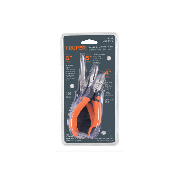 JUEGO DE 3 ALICATES MINIATURA COMFORTGRIP 18215 - TRUPER