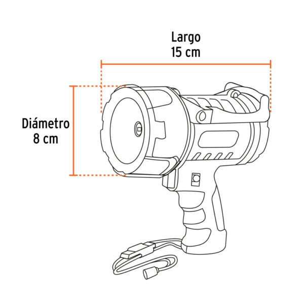 LINTERNA LED 900LM RECARCABLE 455M 102404 - TRUPER - Imagen 6