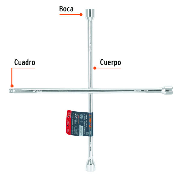 LLAVE CRUZ 20" CON ENTRADA PARA DADO DE 1/2" 18024 - TRUPER - Imagen 3