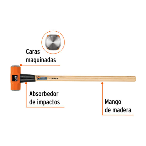 COMBA 12 LIBRAS C/ MANGO DE MADERA 36" 16513 - TRUPER - Imagen 3