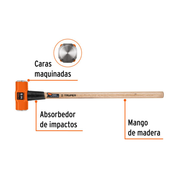 COMBA 14 LIBRAS C/ MANGO DE MADERA 36" 16514 - TRUPER - Imagen 3
