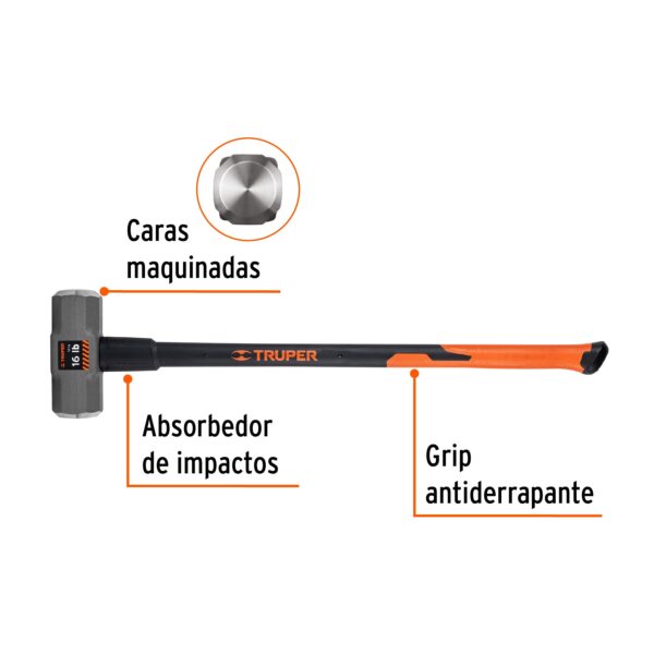 COMBA 16 LIBRAS C/ MANGO FIBRA DE VIDRIO 36" 16546 - TRUPER - Imagen 3