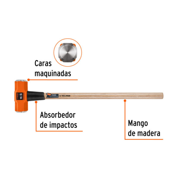 COMBA 16 LIBRAS C/ MANGO DE MADERA 36" 16515 - TRUPER - Imagen 3