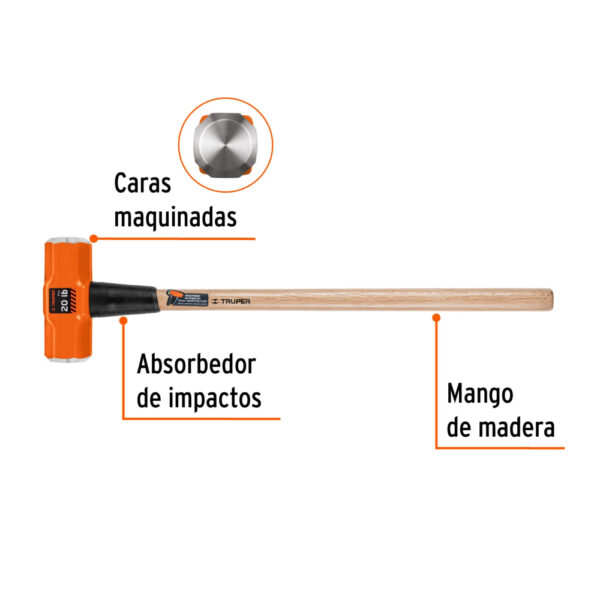 COMBA 20 LIBRAS C/ MANGO DE MADERA 36" 16516 - TRUPER - Imagen 3