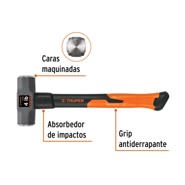 COMBA DE 4 LIBRAS C/ MANGO DE FIBRA DE VIDRIO 14" 16536 - TRUPER - Imagen 3