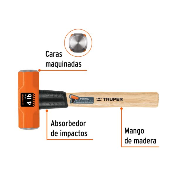 COMBA DE 4 LIBRAS C/ MANGO DE MADERA 12" 16508 - TRUPER - Imagen 3