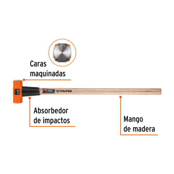 COMBA 6 LIBRAS C/ MANGO DE MADERA 36" 16509 - TRUPER - Imagen 3