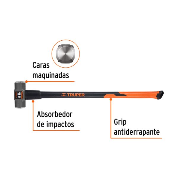 COMBA 8 LIBRAS C/ MANGO FIBRA DE VIDRIO 36" 16538 - TRUPER - Imagen 3