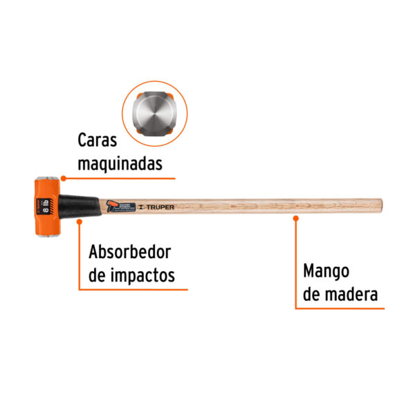 COMBA 8 LIBRAS C/ MANGO DE MADERA 36" 16511 - TRUPER - Imagen 3