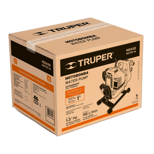 MOTOBOMBA 1" 1.3HP 110L MOTOR GASOLINA 36CC 4T 102432 - TRUPER - Imagen 5