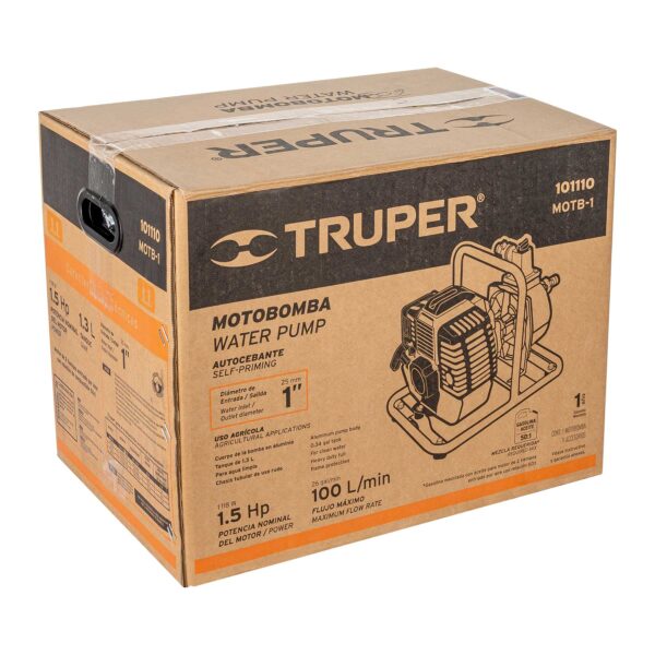 MOTOBOMBA 1" 1.5HP 100L MOTOR GASOLINA 42CC 2T 101110 - TRUPER - Imagen 5