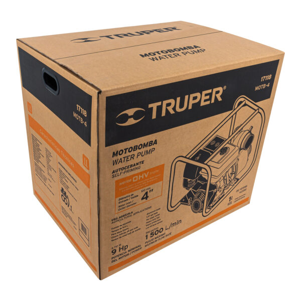 MOTOBOMBA 4" 9HP 1500L MOTOR GASOLINA 270CC 4T 17118 - TRUPER - Imagen 5