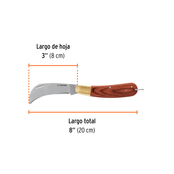 NAVAJA ABATIBLE UNIVERSAL 8" ACERO INOXIDABLE, MANGO DE MADERA 18539 - TRUPER - Imagen 2