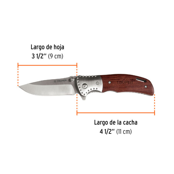 NAVAJA ABATIBLE 4" DENTADA CON SEGURO, ACERO INOX. 16981 - TRUPER - Imagen 2