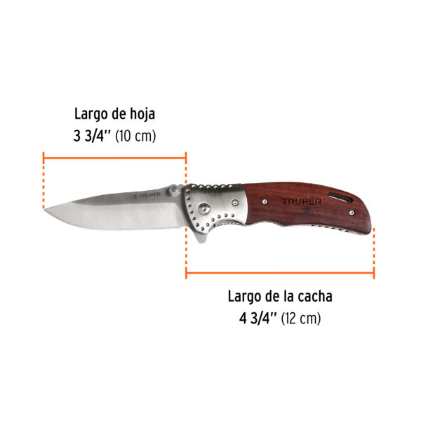 NAVAJA ABATIBLE 5" DENTADA CON SEGURO, ACERO INOX. 17023 - TRUPER - Imagen 2