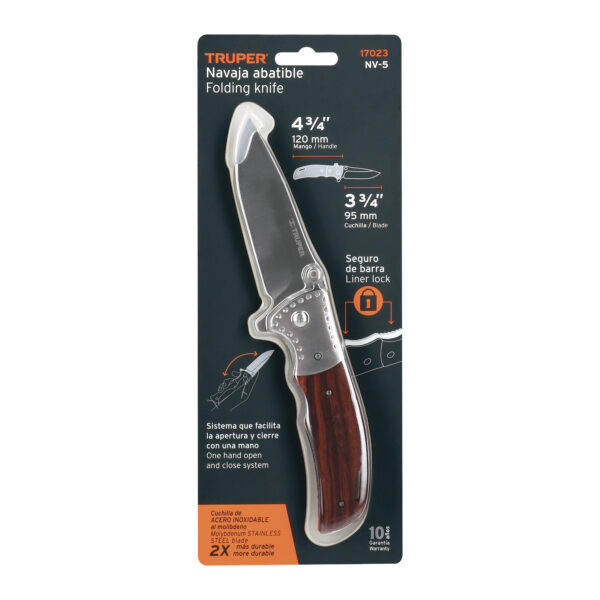 NAVAJA ABATIBLE 5" DENTADA CON SEGURO, ACERO INOX. 17023 - TRUPER - Imagen 3