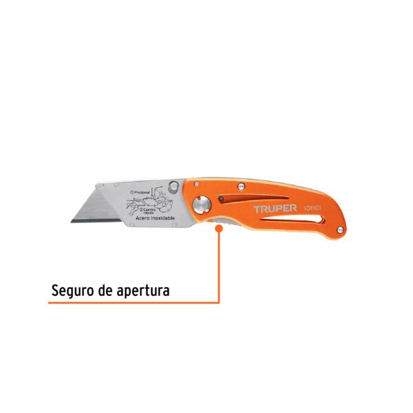 NAVAJA ABATIBLE 6" ALUMINIO CUCHILLA CAMBIO RÁPIDO ACERO INOX. 101101 - TRUPER - Imagen 3