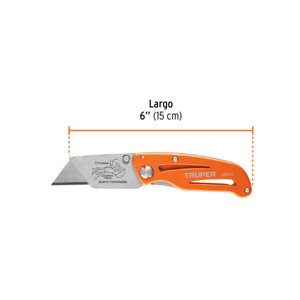 NAVAJA ABATIBLE 6" ALUMINIO CUCHILLA CAMBIO RÁPIDO ACERO INOX. 101101 - TRUPER - Imagen 2