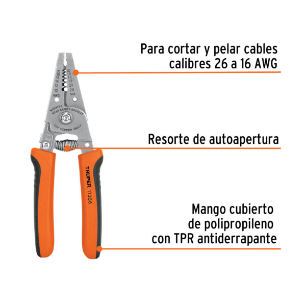 ALICATE PELACABLE 6" 22-10AWG 17356 - TRUPER - Imagen 3
