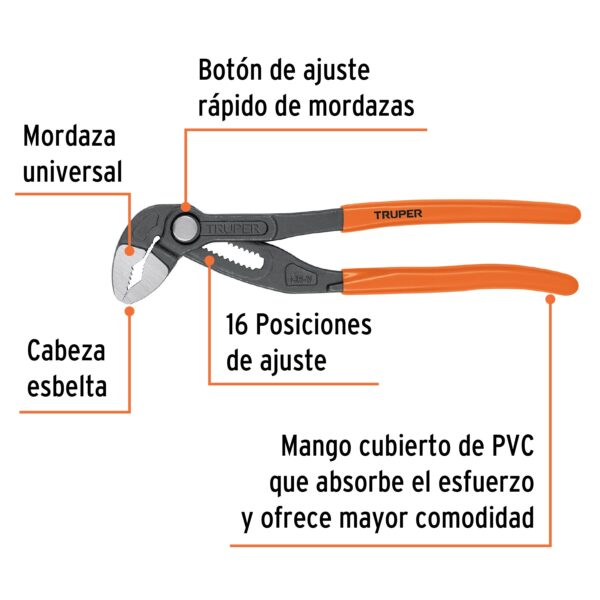 ALICATE PICOLORO 10" EUROPEO MANGO DE PVC 102483 - TRUPER - Imagen 3