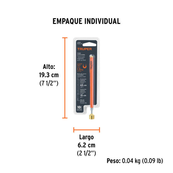 IMAN EXTENSIBLE, LEVANTA 1.5KG, 128MM-630MM 14140 - TRUPER - Imagen 2