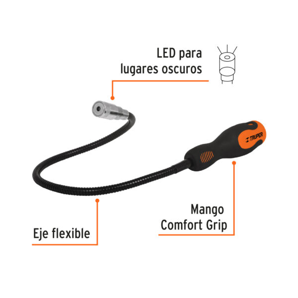 IMAN FLEXIBLE CON LED 58CM RECUPERA OBJETOS 15326 - TRUPER - Imagen 3