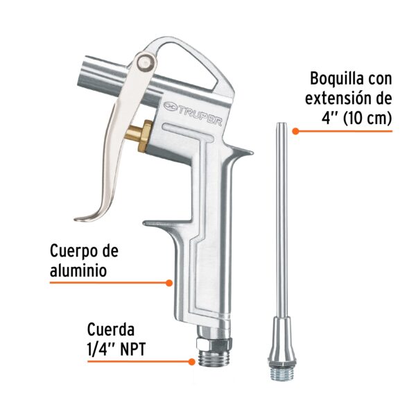 PISTOLA DE SOPLETE DE ALUMINIO 90PSI 10647 - TRUPER - Imagen 2