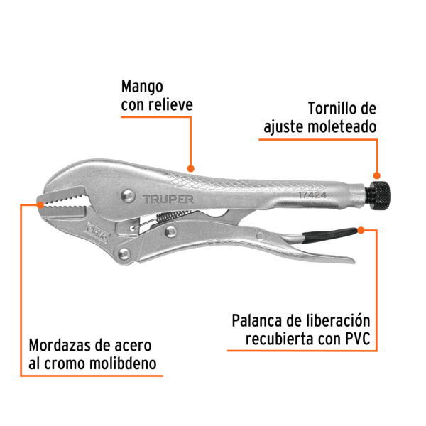 ALICATE DE PRESION 10" MORDAZA RECTA 17424 - TRUPER - Imagen 3
