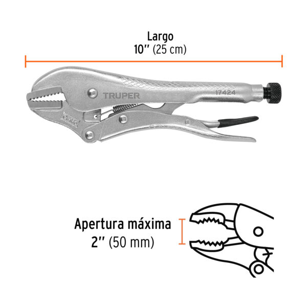 ALICATE DE PRESION 10" MORDAZA RECTA 17424 - TRUPER - Imagen 2