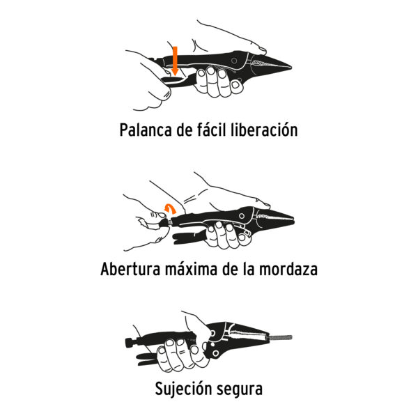 ALICATE DE PRESION 4" PUNTA LARGA 17434 - TRUPER - Imagen 2