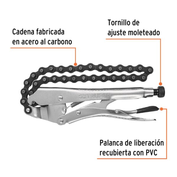 ALICATE DE PRESION 8" CON CADENA 50CM 17438 - TRUPER - Imagen 3