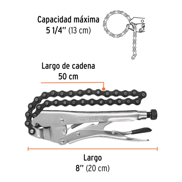ALICATE DE PRESION 8" CON CADENA 50CM 17438 - TRUPER - Imagen 2