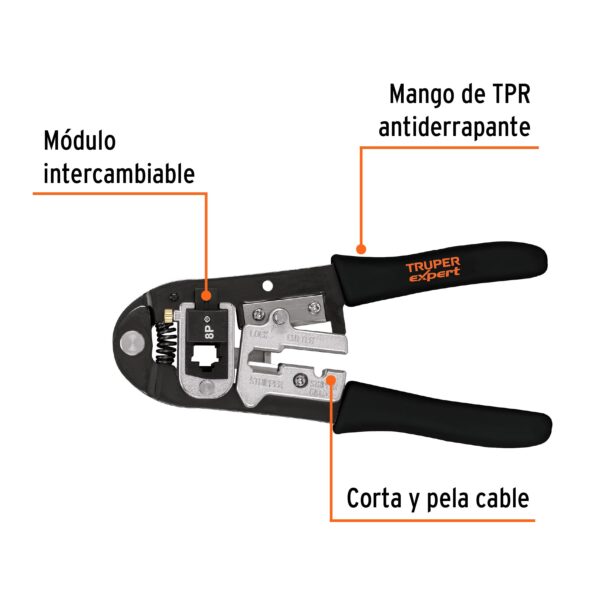 PINZA PONCHADORA 8" RJ45 RJ9 RJ11 RJ12 18343 - TRUPER - Imagen 3