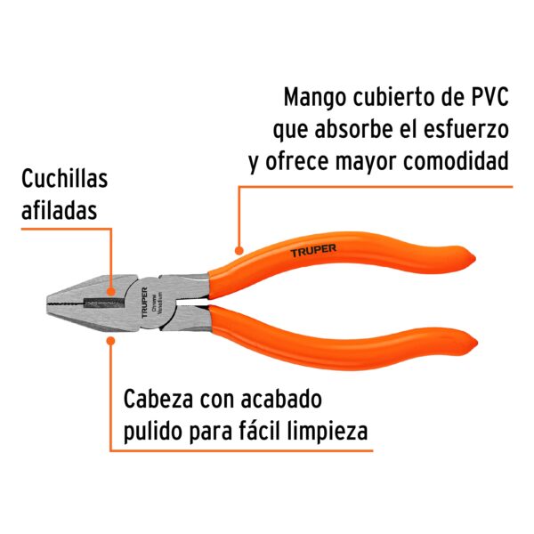 ALICATE UNIVERSAL 6" MANGO PVC 17306 - TRUPER - Imagen 3