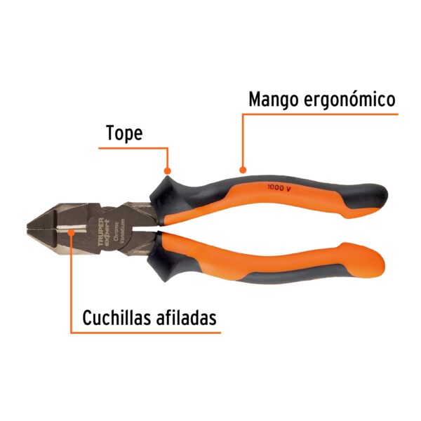 ALICATE UNIVERSAL 7" AISLADO 1000V COMFORTGRIP 17338 - TRUPER - Imagen 4