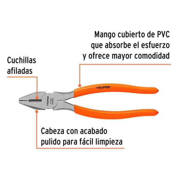 ALICATE UNIVERSAL 8" MANGO PVC 17308 - TRUPER - Imagen 3