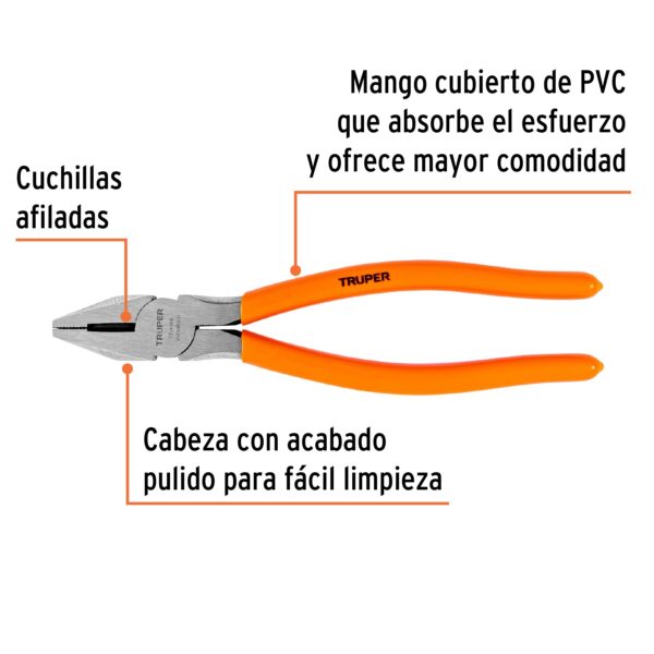 ALICATE UNIVERSAL 9" MANGO PVC 100579 - TRUPER - Imagen 3