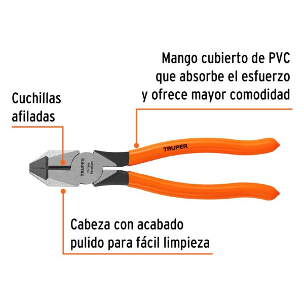 ALICATE UNIVERSAL 8" MANGO PVC 17304 - TRUPER - Imagen 3