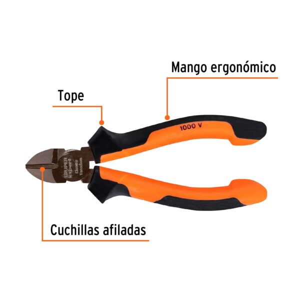 ALICATE DE CORTE 5" AISLADO 1000V COMFORTGRIP 102427 - TRUPER - Imagen 3