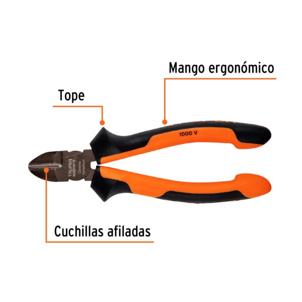 ALICATE DE CORTE 6" AISLADO 1000V COMFORTGRIP 17331 - TRUPER - Imagen 3