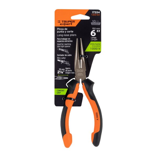 ALICATE DE PUNTA 6" AISLADO 1000V COMFORTGRIP 17334 - TRUPER - Imagen 4