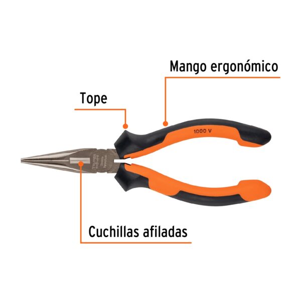 ALICATE DE PUNTA 6" AISLADO 1000V COMFORTGRIP 17334 - TRUPER - Imagen 3