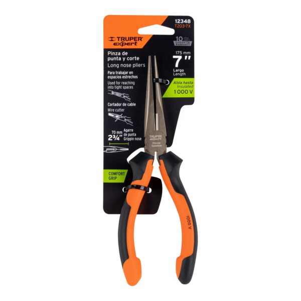 ALICATE DE PUNTA 7" AISLADO 1000V COMFORTGRIP 12348 - TRUPER - Imagen 4